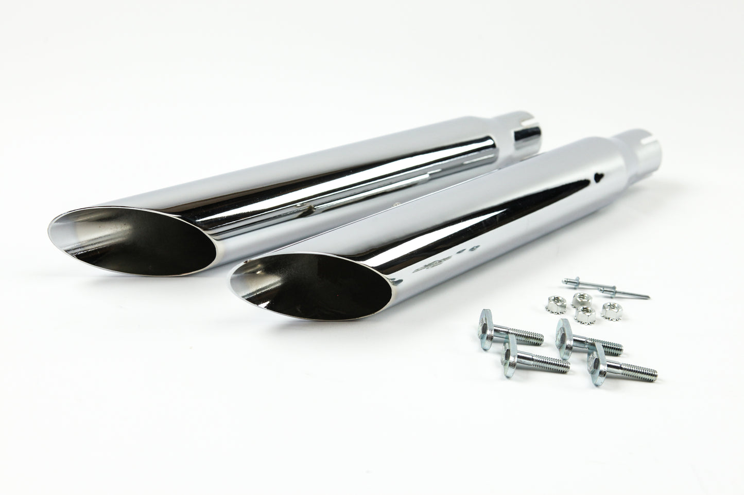 1995-2017 Harley Dyna Slash Cut Slice Cut Exhaust System Chrome 2.5" Straight Pipes