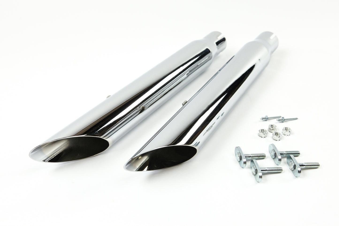 1995-2017 Harley Dyna Slash Cut Slice Cut Exhaust System Chrome 2.5" Straight Pipes
