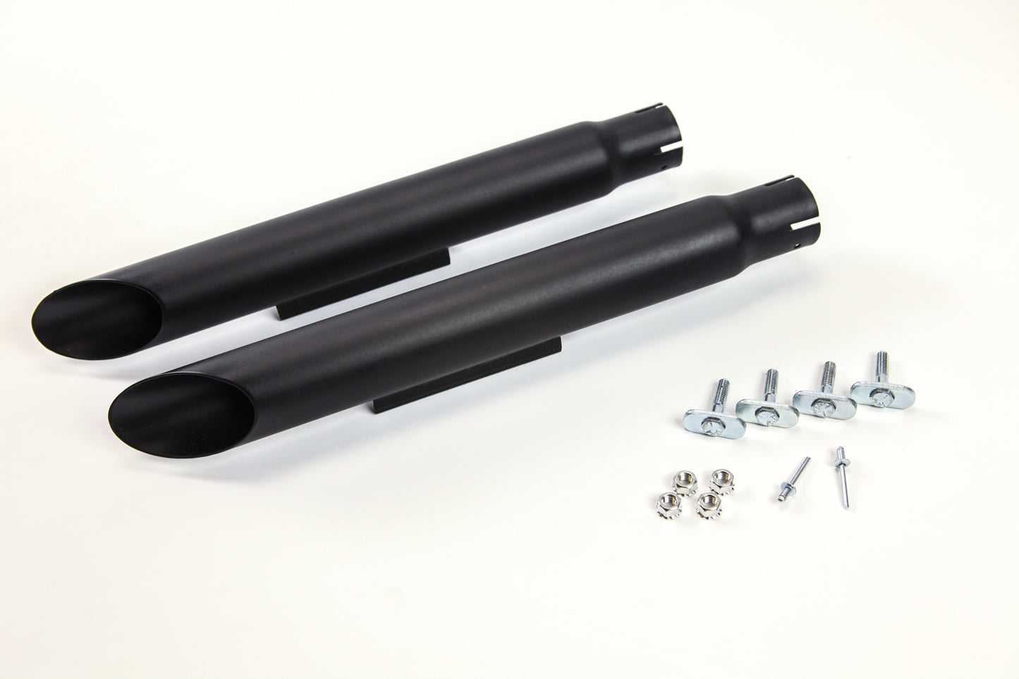 1995-2017 Harley Dyna Slash Cut Slice Cut Exhaust System Black 2.5" Straight Pipes